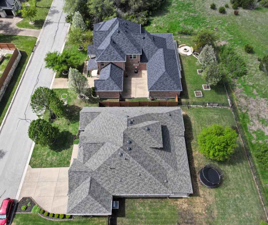 Two asphalt shingled roofs