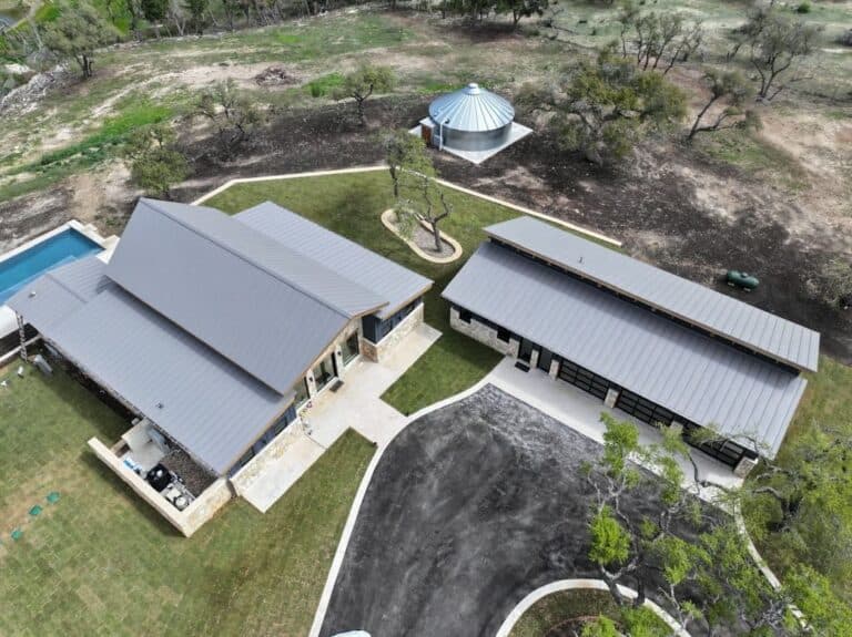Standing seam metal roof installed by Next Gen Roofing & Construction on a Texas Hill Country home